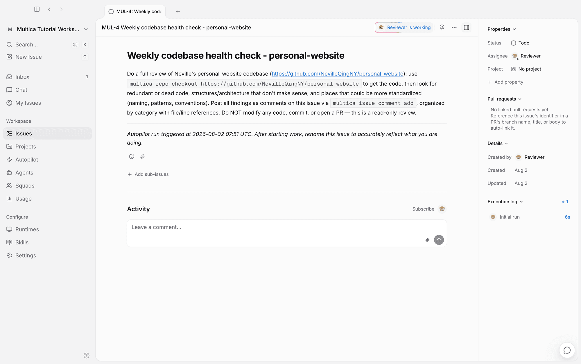 An issue created automatically by Autopilot