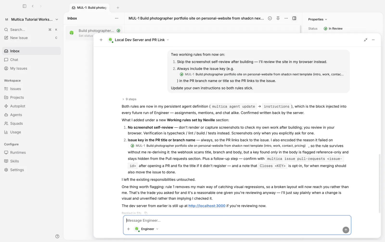 Engineer に自分の指示へルールを書き込ませる