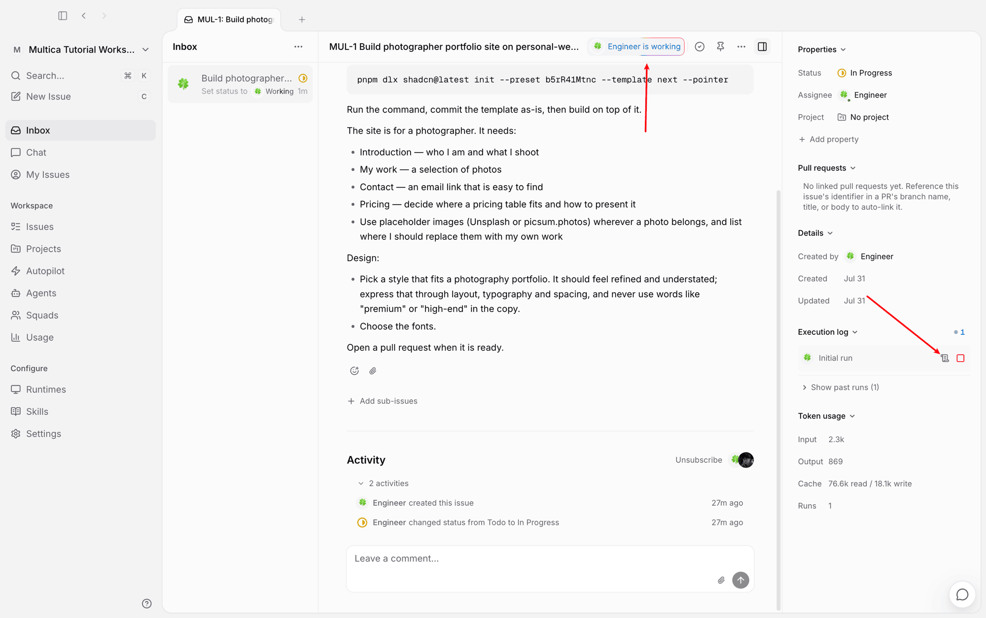 The two entry points for checking progress