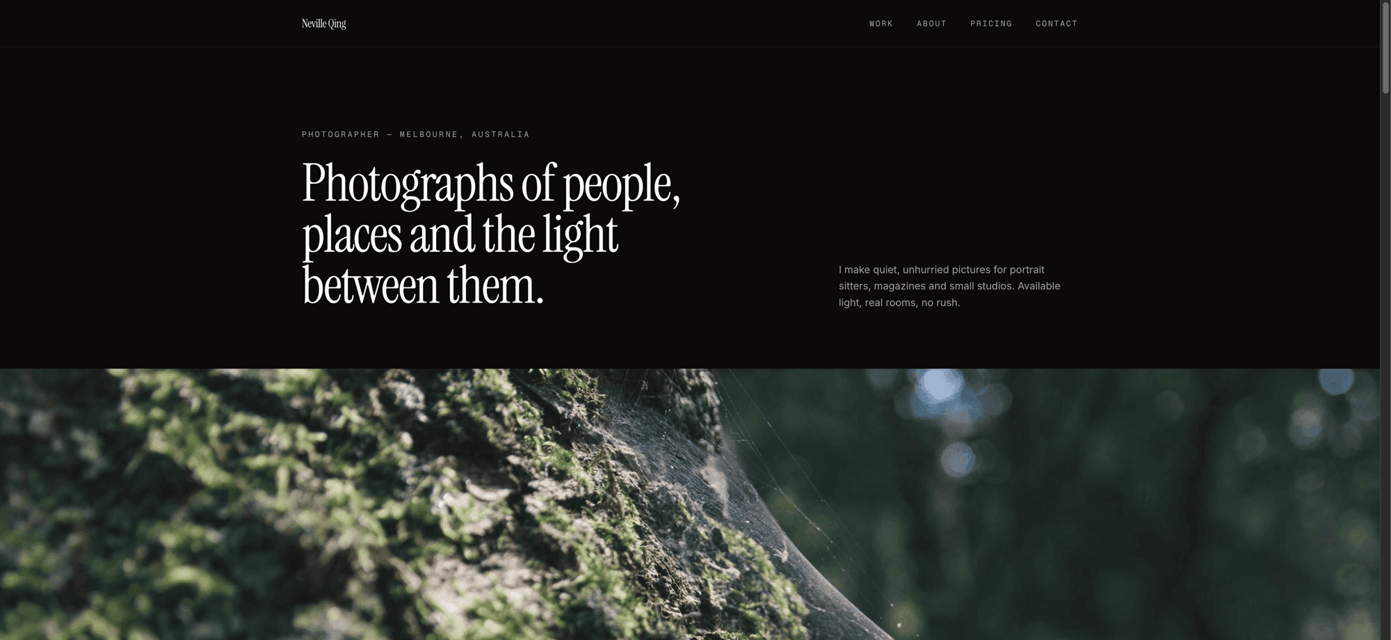 The site's home page running locally